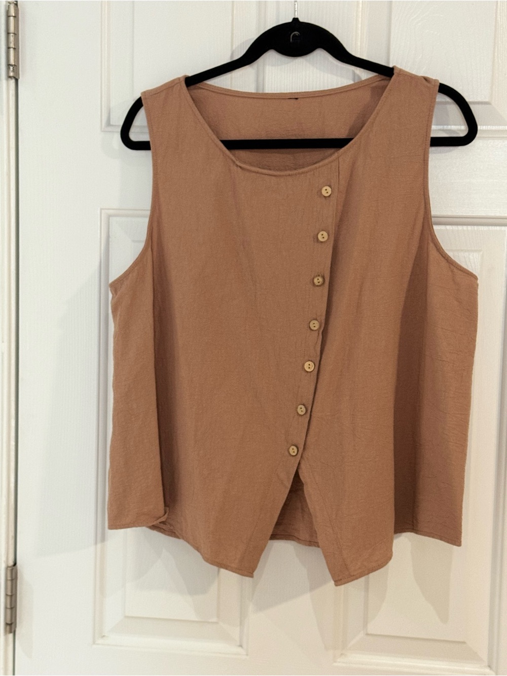Sleeveless Button-Front Top in Tan